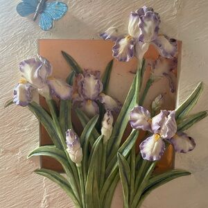 Floral Wall Art with Purple and Green Accents